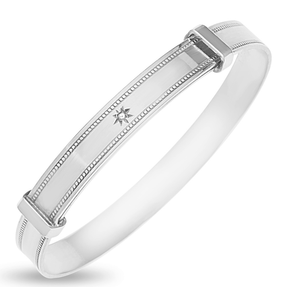 Baby Shower Bangle Diamond Bracelet Newborn Silver